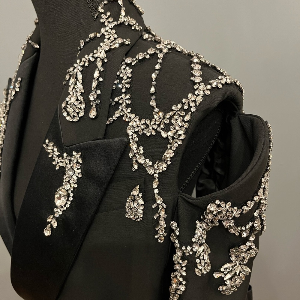 ASO Lady Gaga Alexander McQueen SS22 Embellished Hybrid Jacket/Dress, sz IT40 - Picture 9 of 16